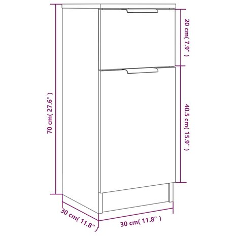 Dressoir 30x30x70 cm bewerkt hout bruineikenkleurig 8720287083993 10