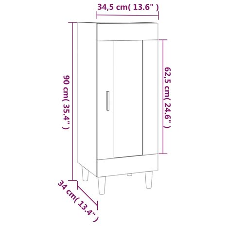 Dressoir 34,5x34x90 cm bewerkt hout betongrijs 8720287081203 9