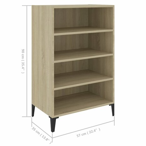 Dressoir 57x35x90 cm bewerkt hout sonoma eikenkleurig 8720286359426 6