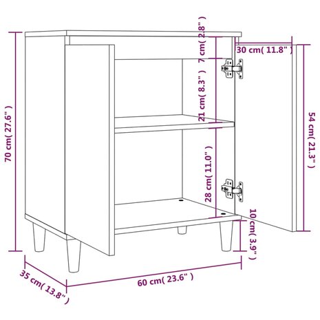 Dressoir 60x35x70 cm bewerkt hout bruin eikenkleur 8720286932209 8