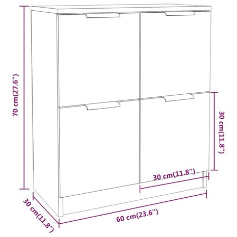 Dressoir 60x30x70 cm bewerkt hout sonoma eikenkleurig 8720286964941 8