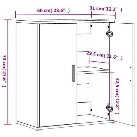 Dressoir 60x31x70 cm bewerkt hout wit 8721012493599 10