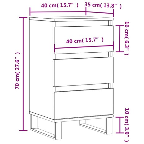 Dressoir 40x35x70 cm bewerkt hout sonoma eikenkleurig 8720845873301 11