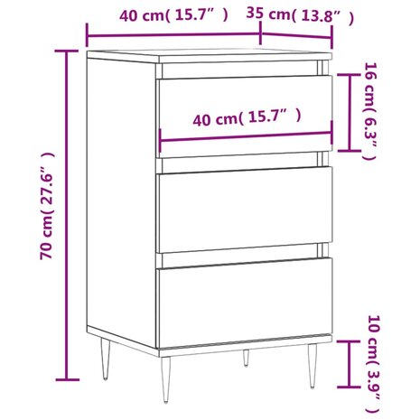 Dressoir 40x35x70 cm bewerkt hout hoogglans wit 8720845873134 11