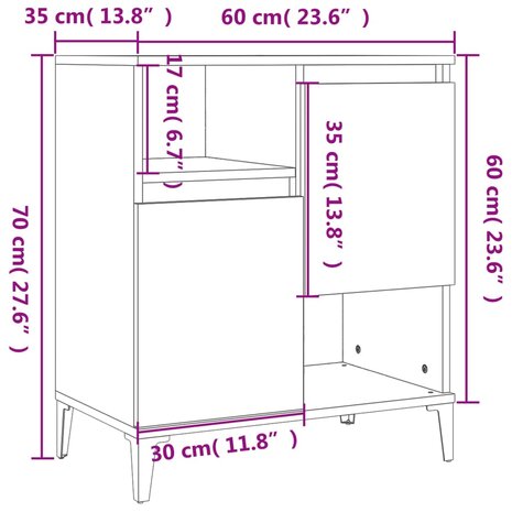 Dressoir 60x35x70 cm bewerkt hout bruin eikenkleur 8720845739256 10