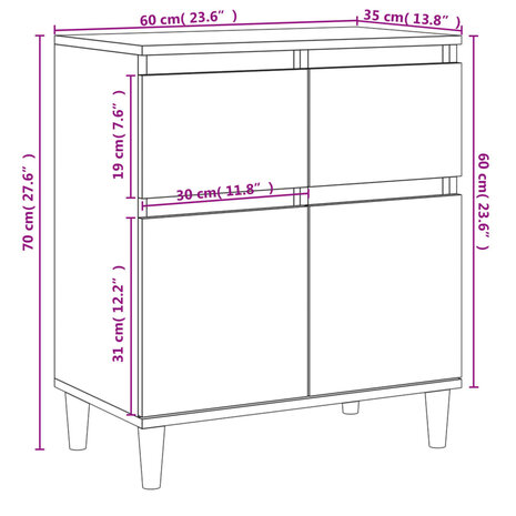 Dressoir 60x35x70 cm bewerkt hout wit 8720845737665 10