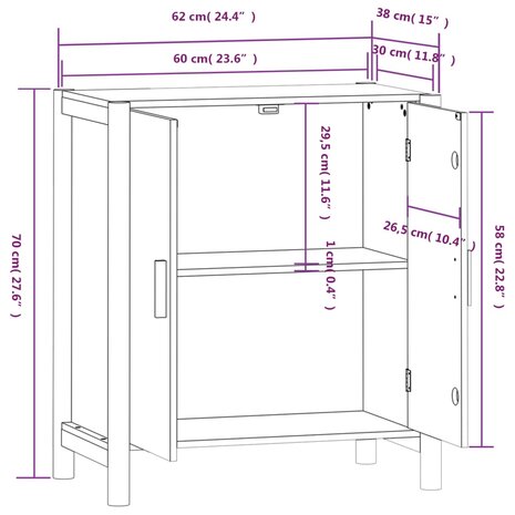 Dressoir 62x38x70 cm bewerkt hout zwart 8720287102939 9