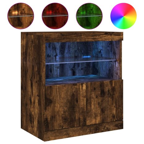 Dressoir met LED-verlichting 60x37x67 cm gerookt eikenkleurig 8721012252394 2