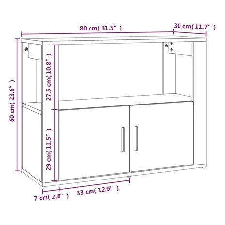 Dressoir 80x30x60 cm bewerkt hout wit 8720287223481 10