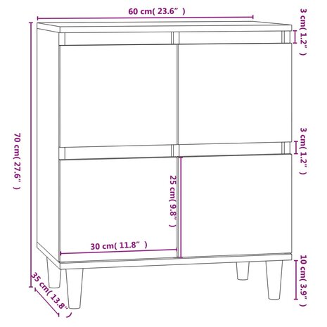 Dressoir 60x35x70 cm bewerkt hout hoogglans wit 8720845739287 10