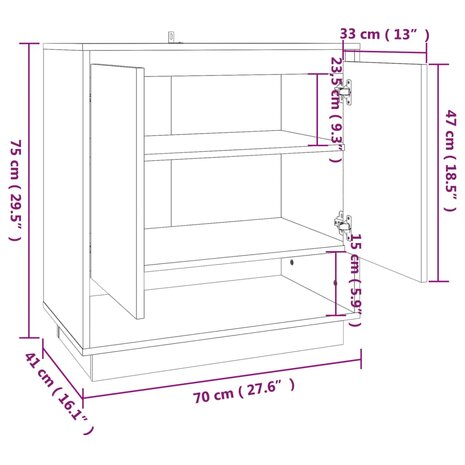 Dressoir 70x41x75 cm spaanplaat wit 8720286834640 8