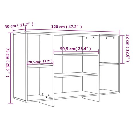 Dressoir 120x30x75 cm bewerkt hout bruin eikenkleur 8720286837511 7