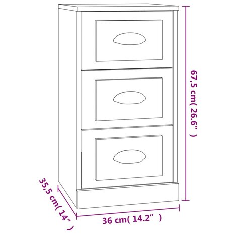 Dressoir 36x35,5x67,5 cm bewerkt hout gerookt eikenkleurig 8720845791117 9