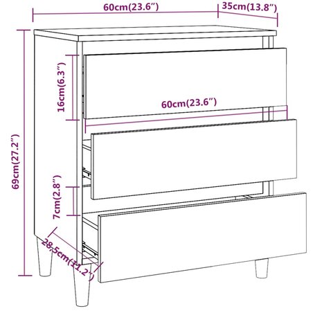 Dressoir 60x35x69 cm bewerkt hout gerookt eikenkleurig 8720286955710 8