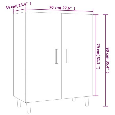 Dressoir 70x34x90 cm bewerkt hout bruineikenkleurig 8720286973394 8