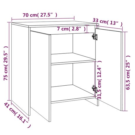 Dressoir 70x41x75 cm bewerkt hout zwart 8720286835159 9