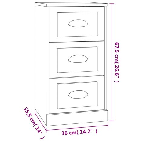 Dressoir 36x35,5x67,5 cm bewerkt hout bruin eikenkleur 8720845791131 9