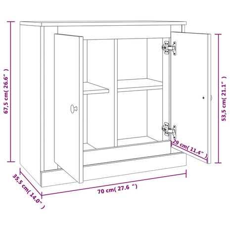 Dressoir 70x35x67,5 cm bewerkt hout hoogglans wit 8720845790769 10