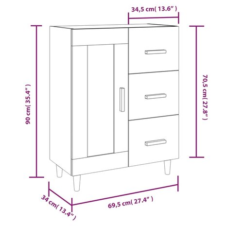 Dressoir 69,5x34x90 cm bewerkt hout bruin eikenkleur 8720287085027 10