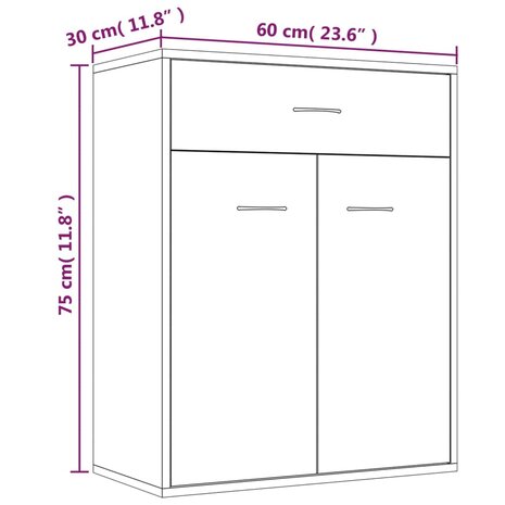 Dressoir 60x30x75 cm bewerkt hout grijs sonoma eikenkleurig 8720286975909 9