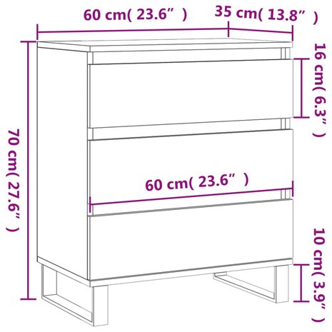 Dressoir 60x30x75 cm bewerkt hout grijs sonoma eikenkleurig 8720845907730 11