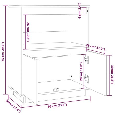 Dressoir 60x34x75 cm massief grenenhout honingbruin 8720286841150 9