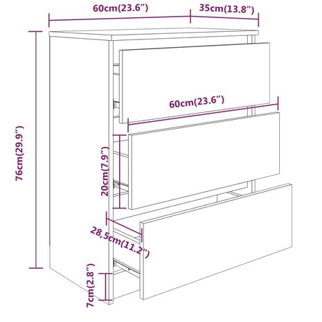 Dressoir 60x35x76 cm bewerkt hout wit 8719883914442 6