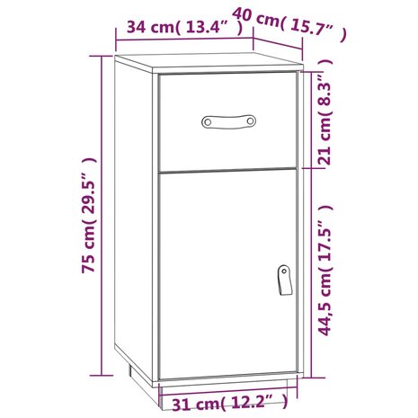 Dressoir 34x40x75 cm massief grenenhout 8720287205159 11