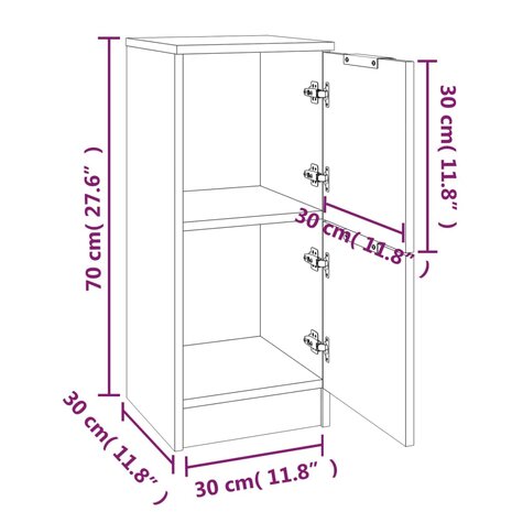 Dressoirs 2 st 30x30x70 cm bewerkt hout wit 8720287078784 9