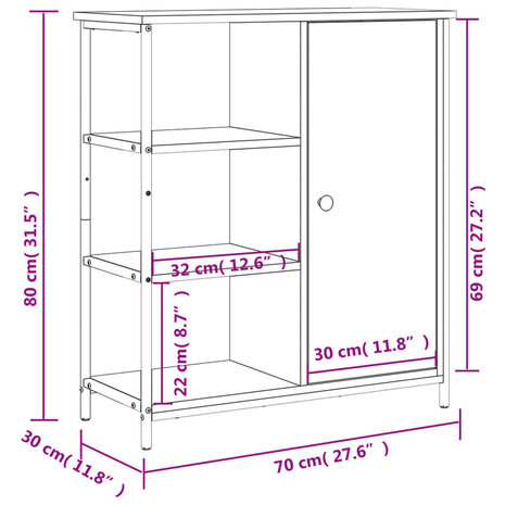 Dressoir 70x30x80 cm bewerkt hout grijs sonoma 8721012126534 12