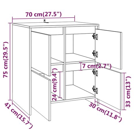 Dressoir 70x41x75 cm spaanplaat grijs sonoma eikenkleurig 8720286836965 10