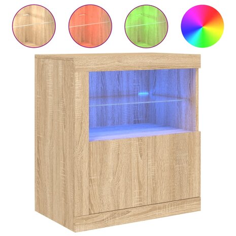 Dressoir met LED-verlichting 60,5x37x67 cm sonoma eikenkleurig 8721012252028 2