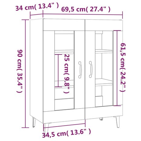 Dressoir 69,5x34x90 cm bewerkt hout betongrijs 8720287080008 9