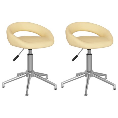 Eetkamerstoelen draaibaar 2 st kunstleer crèmekleurig 8720286517031 2