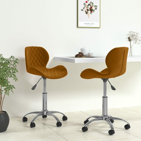 Eetkamerstoelen draaibaar 2 st fluweel bruin 8720286533239 1