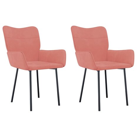 Eetkamerstoelen 2 st fluweel roze 8720287109327 2