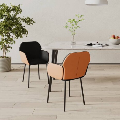 Eetkamerstoelen 2 st stof en kunstleer zwart 8720287108627 1