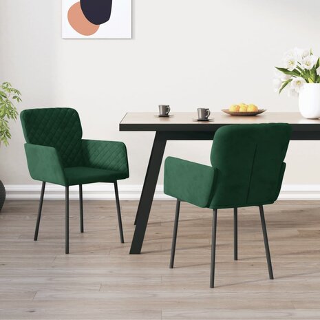 Eetkamerstoelen 2 st fluweel donkergroen 8720287108894 1