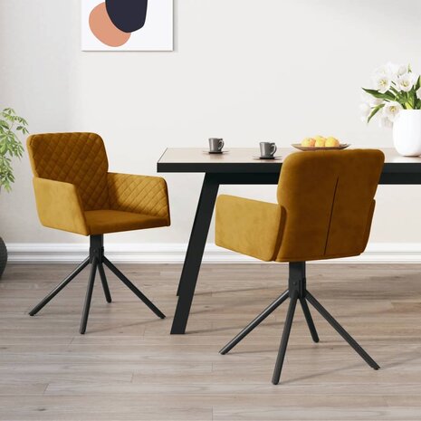 Eetkamerstoelen draaibaar 2 st fluweel bruin 8720287109068 1