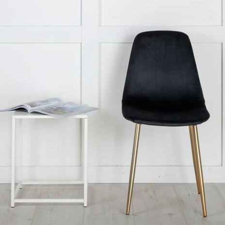 Venture Home Eetkamerstoelen 2 st Polar fluweel zwart en messing 7350107085022 3