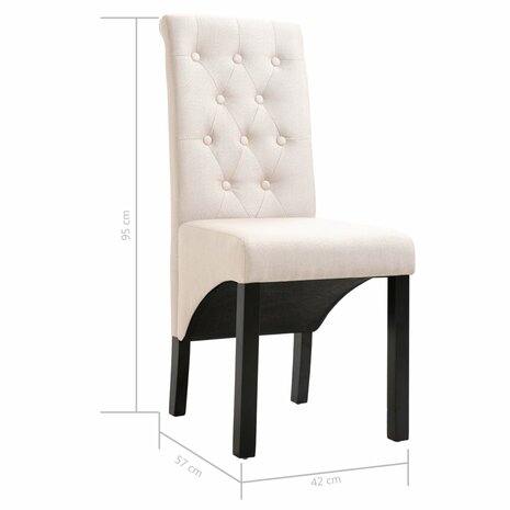 Eetkamerstoelen 2 st stof crème 8719883574332 8