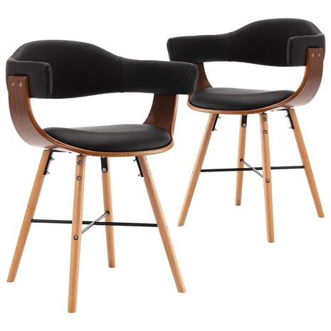 Eetkamerstoelen 2 st kunstleer en gebogen hout zwart 8719883666440 2