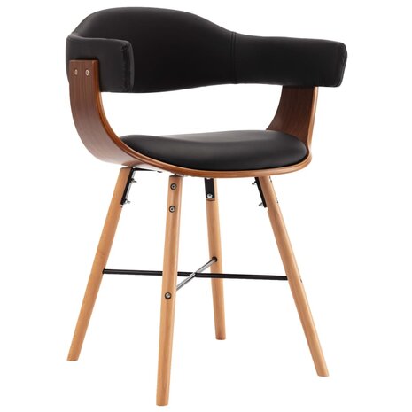 Eetkamerstoelen 2 st kunstleer en gebogen hout zwart 8719883666440 3