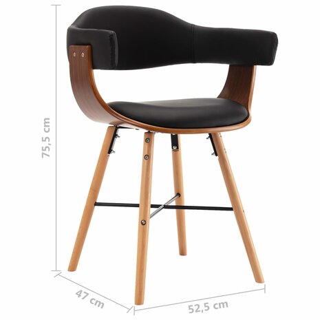 Eetkamerstoelen 2 st kunstleer en gebogen hout zwart 8719883666440 8