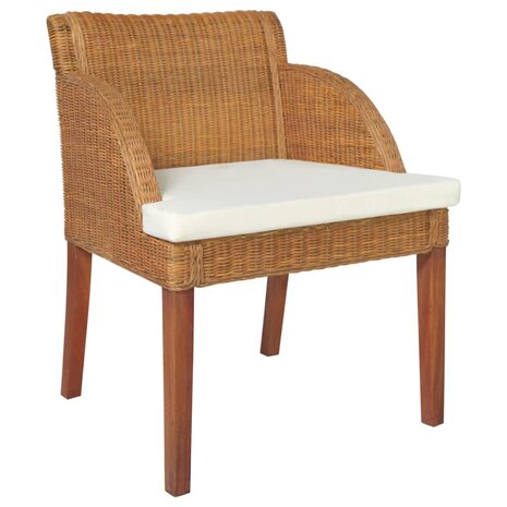 Eetkamerstoelen 2 st met kussens natuurlijk rattan lichtbruin 8720286143186 2