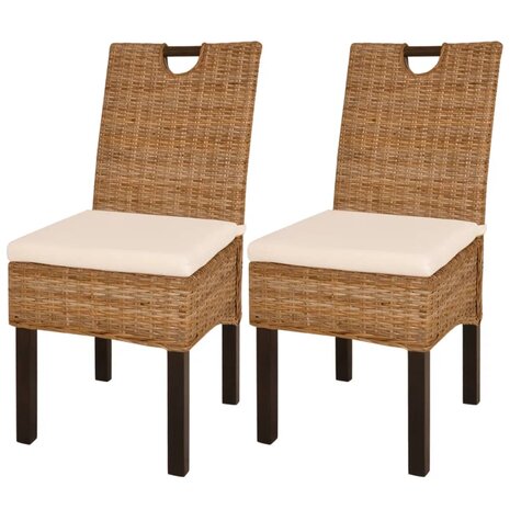 Eetkamerstoel Kubu 2 stuks rattan mangohout 8718475525288 1