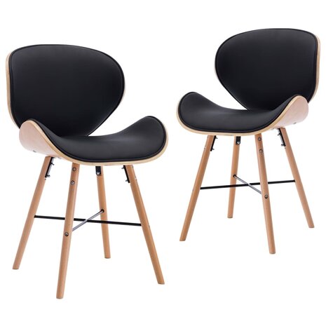 Eetkamerstoelen 2 st kunstleer en gebogen hout zwart 8719883666518 2