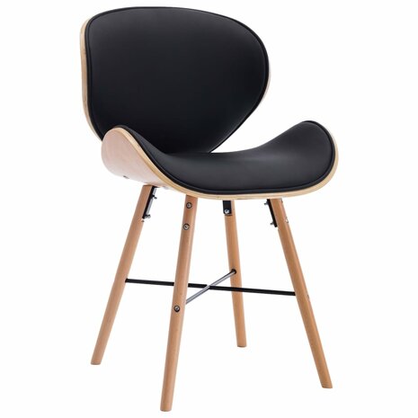 Eetkamerstoelen 2 st kunstleer en gebogen hout zwart 8719883666518 3