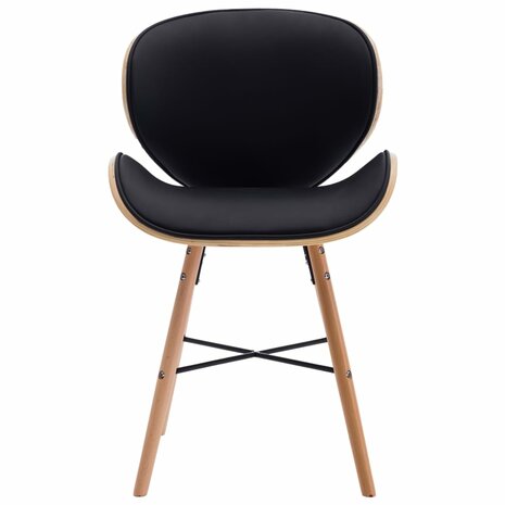 Eetkamerstoelen 2 st kunstleer en gebogen hout zwart 8719883666518 4