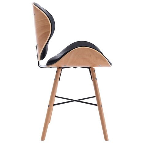 Eetkamerstoelen 2 st kunstleer en gebogen hout zwart 8719883666518 5